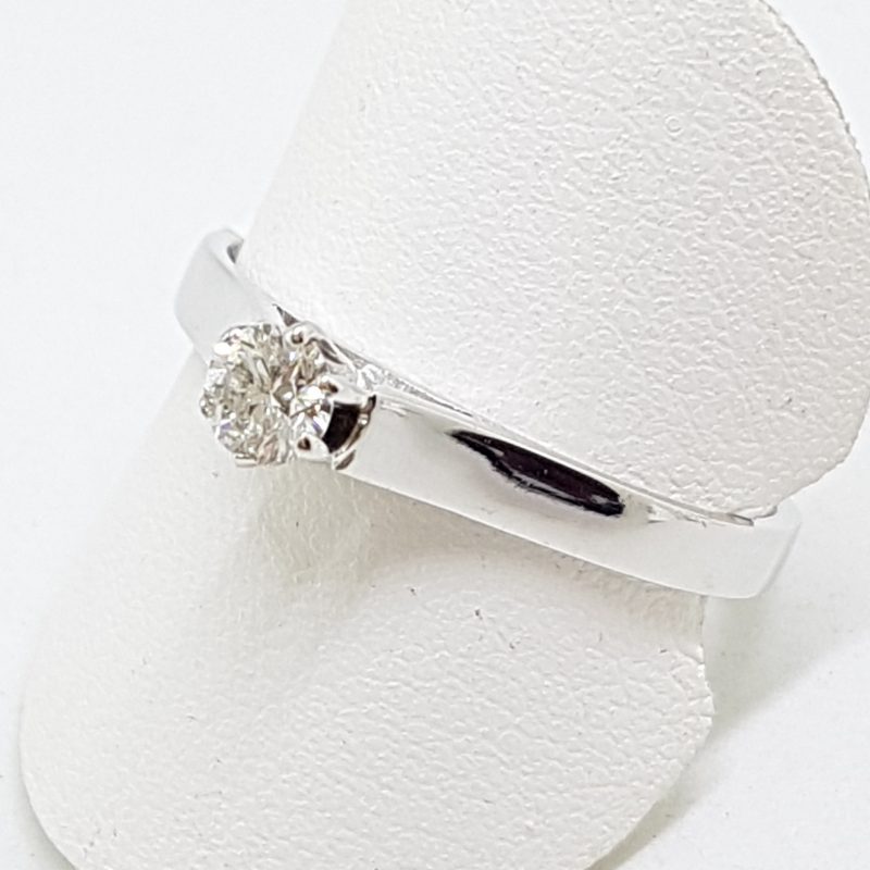 18ct White Gold High Set Round Diamond Solitaire Engagement Ring