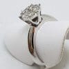 18ct White Gold High Set Round Large Cluster Diamond Engagement Ring
