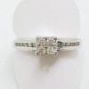 9ct White Gold Channel and Claw Set Square Cluster Diamond Engagement Ring