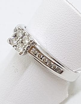 9ct White Gold Channel and Claw Set Square Cluster Diamond Engagement Ring