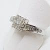 18ct White Gold Rectangular Channel & Claw Set Twist Diamond Engagement / Dress Ring - Baguette & Square