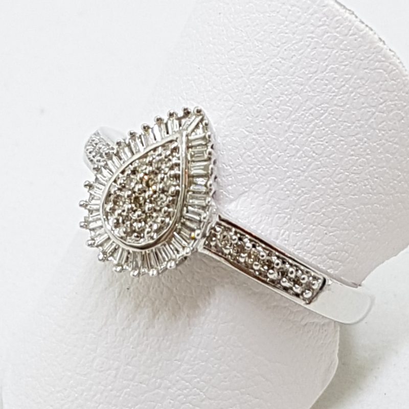 20200525_135933 9ct White Gold Teardrop/Pear Shape Diamond Cluster Ring