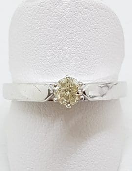 9ct White Gold Round Diamond Solitaire Ring