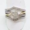 9ct White & Yellow Gold Diamond Engagement/Wedding/Eternity Ring Set