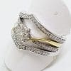 9ct White & Yellow Gold Diamond Engagement/Wedding/Eternity Ring Set