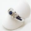 9ct White Gold Channel and Bezel Set Natural Sapphire & Diamond Ring