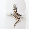 9ct White Gold Diamond Snake Ring