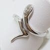 9ct White Gold Diamond Snake Ring