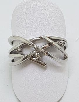 9ct White Gold Diamond Open Design Ring