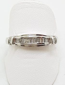 18ct White Gold Diamond Channel Set Curved Ring