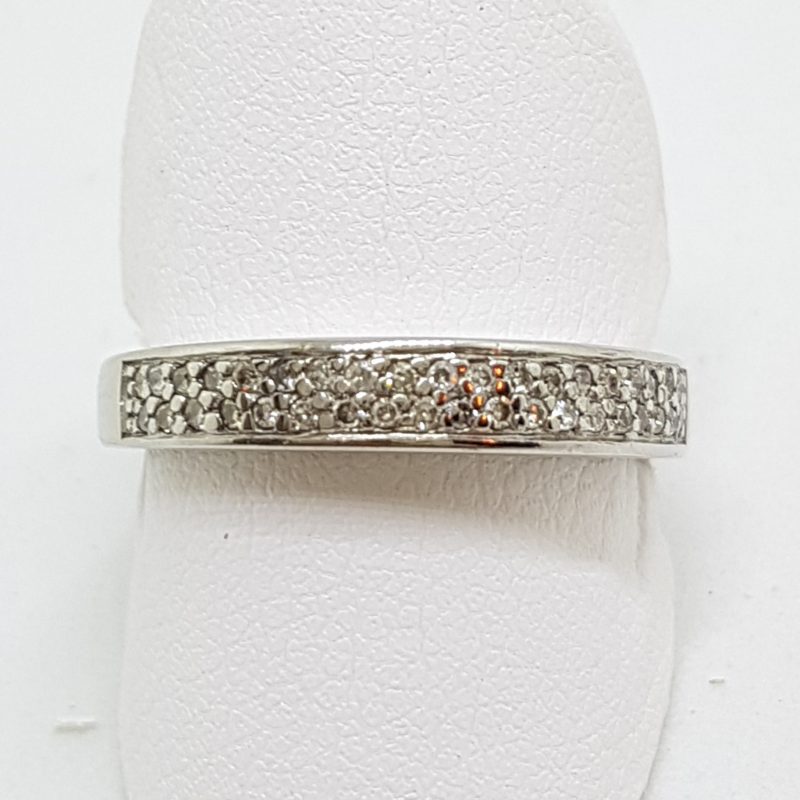18ct White Gold Diamond Pave Set Band Ring