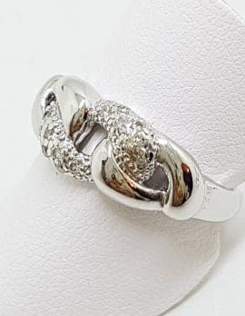 9ct White Gold Diamond Twisted Knots Ring