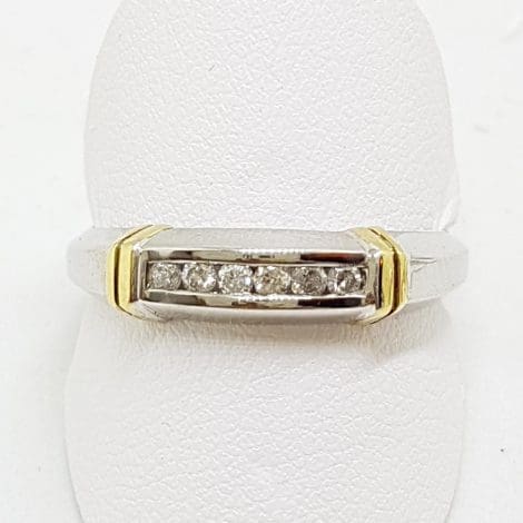 9ct White & Yellow Gold Channel Set Diamond Ring
