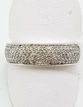 18ct White Gold Pave Set Diamond Wide Band Ring