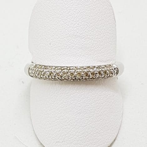 9ct White Gold Diamond Pave Set Band Ring