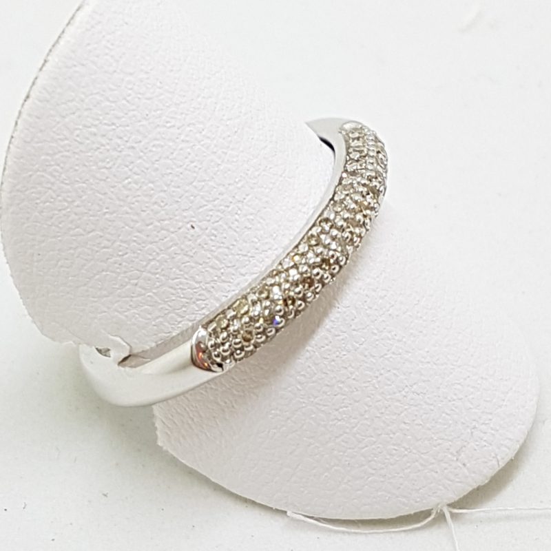 9ct White Gold Diamond Pave Set Band Ring
