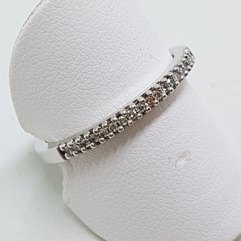 9ct White Gold Diamond Claw Set Band Ring