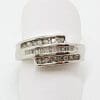 9ct White Gold Diamond Channel Set Wide Ring