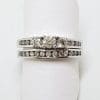 9ct White Gold Channel & Claw Set Diamond Engagement & Wedding Ring Set