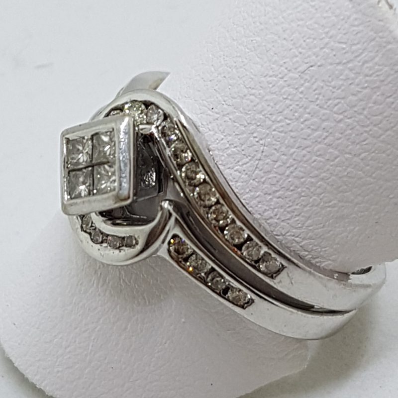 20200525_181403 9ct White Gold Channel Set Diamond Curved Engagement, Wedding & Eternity Three Ring Set