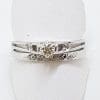 9ct White Gold Dainty Diamond Engagement & Wedding Ring Set