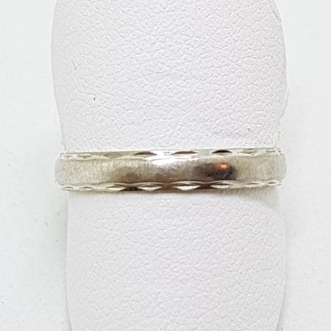 18ct White Gold Wedding Band with Pattern on Side