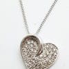9ct White Gold Heart Diamond Pendant on 9ct Chain