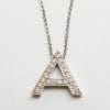 9ct White Gold Diamond Initial A Pendant on Gold Chain