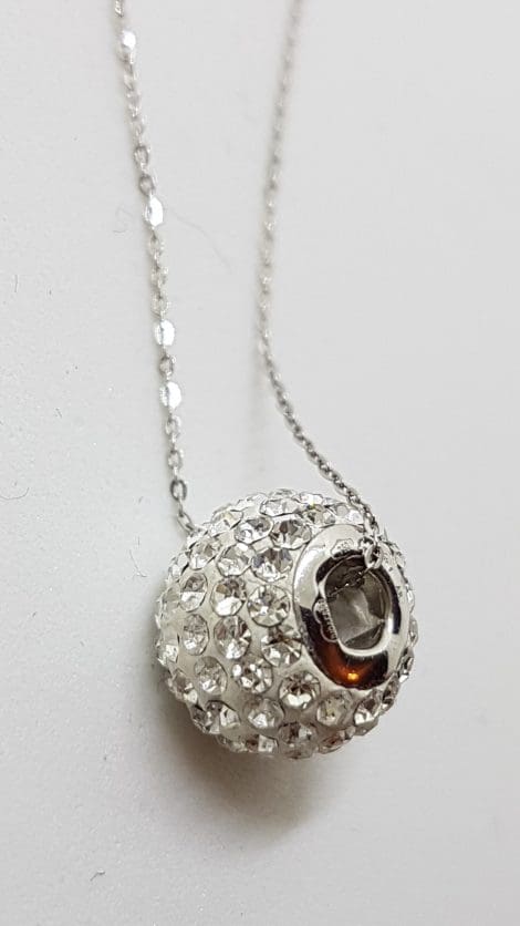 9ct White Gold Crystals Ball/Bead Pendant on Gold Chain