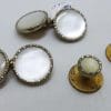 Silver Plated Round Mother of Pearl Cufflink Set