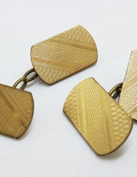 Gold Lined Ornate Rectangular Cufflinks