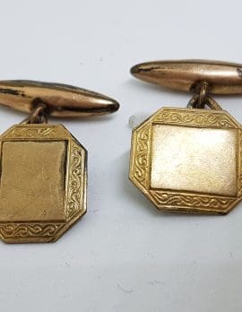 Gold Lined Ornate Octagonal Cufflinks