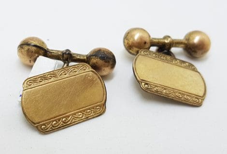 Gold Lined Ornate Oblong Cufflinks
