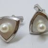 Sterling Silver Mother of Pearl and Pearl Triangular Cufflinks