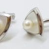 Sterling Silver Mother of Pearl and Pearl Triangular Cufflinks