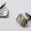 Sterling Silver Ornate Vintage Rectangular Cufflinks