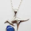 Sterling Silver Opal Kangaroo Pendant on Sterling Silver Chain
