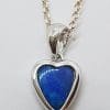 Sterling Silver Blue Opal Heart Pendant on Silver Chain