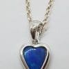 Sterling Silver Blue Opal Heart Pendant on Silver Chain