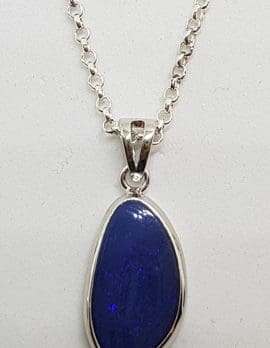 Sterling Silver Blue Opal Pendant on Silver Chain