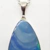 Sterling Silver Blue Opal Large Pendant on Silver Chain