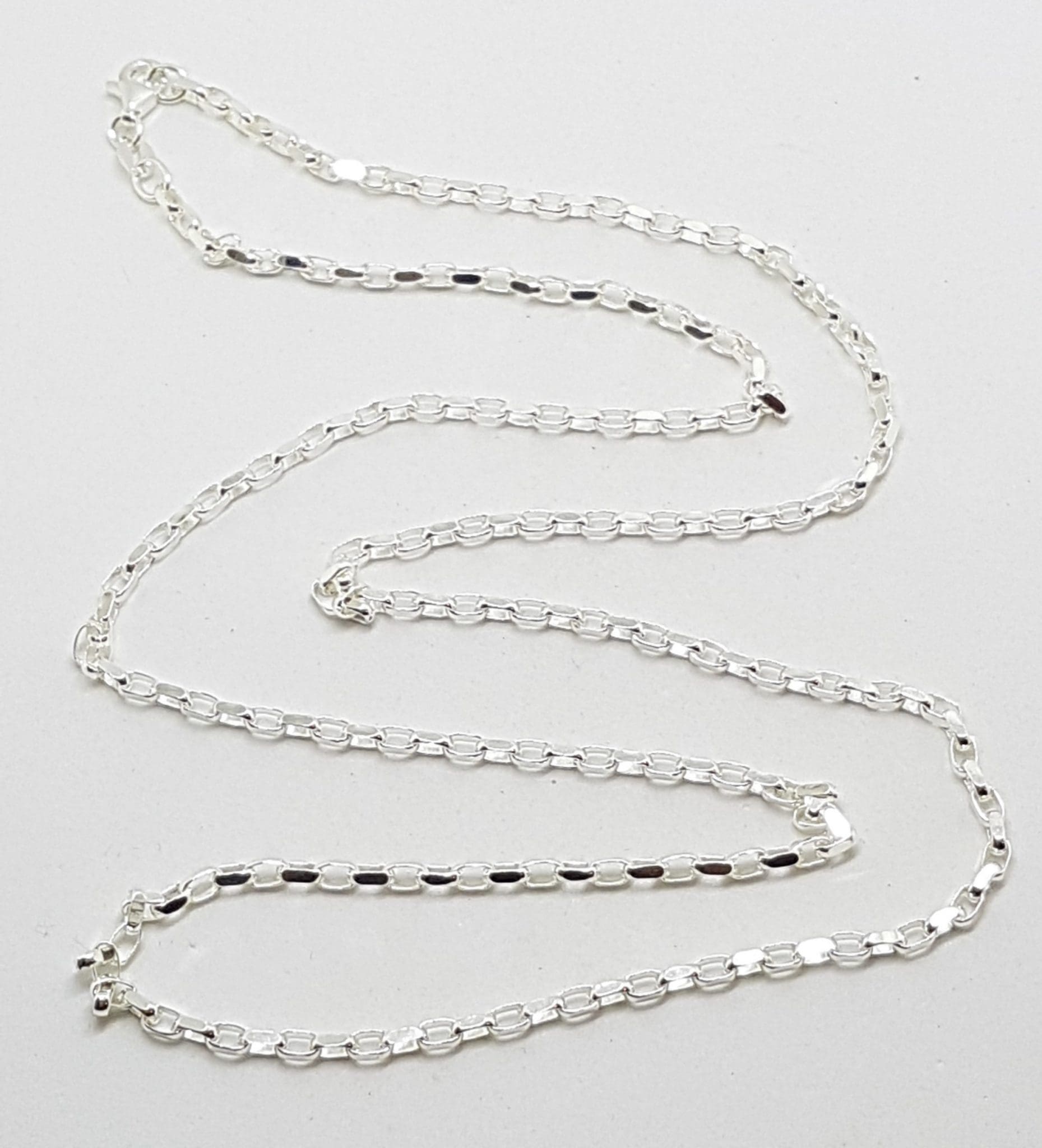 Sterling Silver Long Diamond Cut Belcher Link Necklace