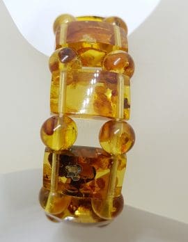 Vintage Natural Amber Wide Bracelet