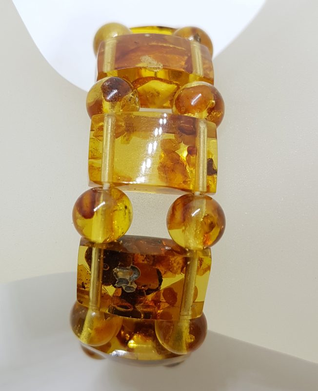 Vintage Natural Amber Wide Bracelet