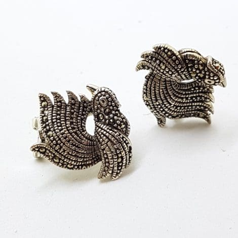 Sterling Silver Marcasite Bird Stud Earrings
