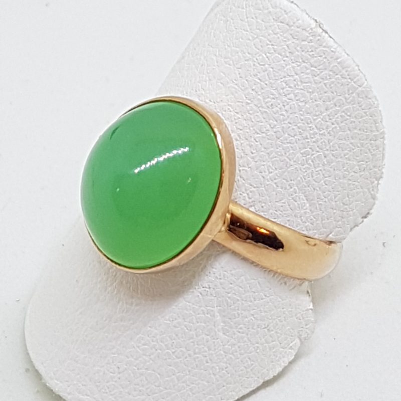 9ct Rose Gold Bezel Set Chrysoprase / Australian Jade Ring