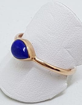 9ct Rose Gold Teardrop Shape Lapis Lazuli Ring - Stackable