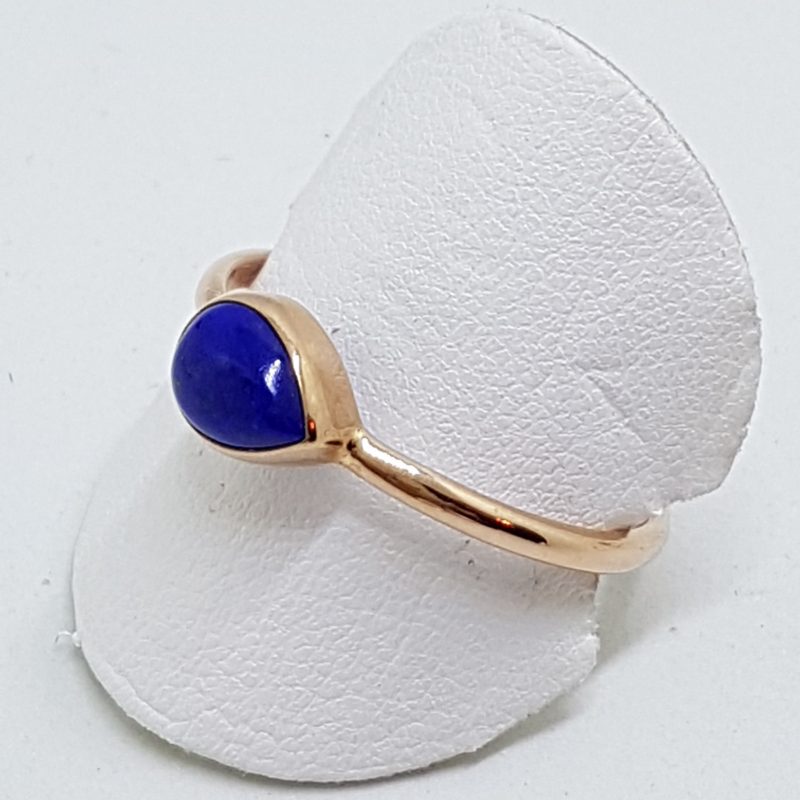 9ct Rose Gold Teardrop Shape Lapis Lazuli Ring - Stackable
