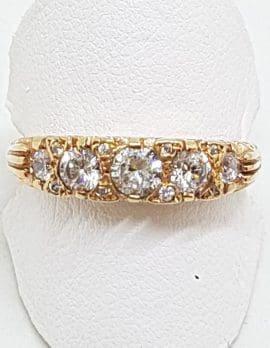 9ct Rose Gold Filigree / Ornate Cubic Zirconia Bridge Set Ring