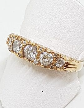 9ct Rose Gold Filigree / Ornate Cubic Zirconia Bridge Set Ring